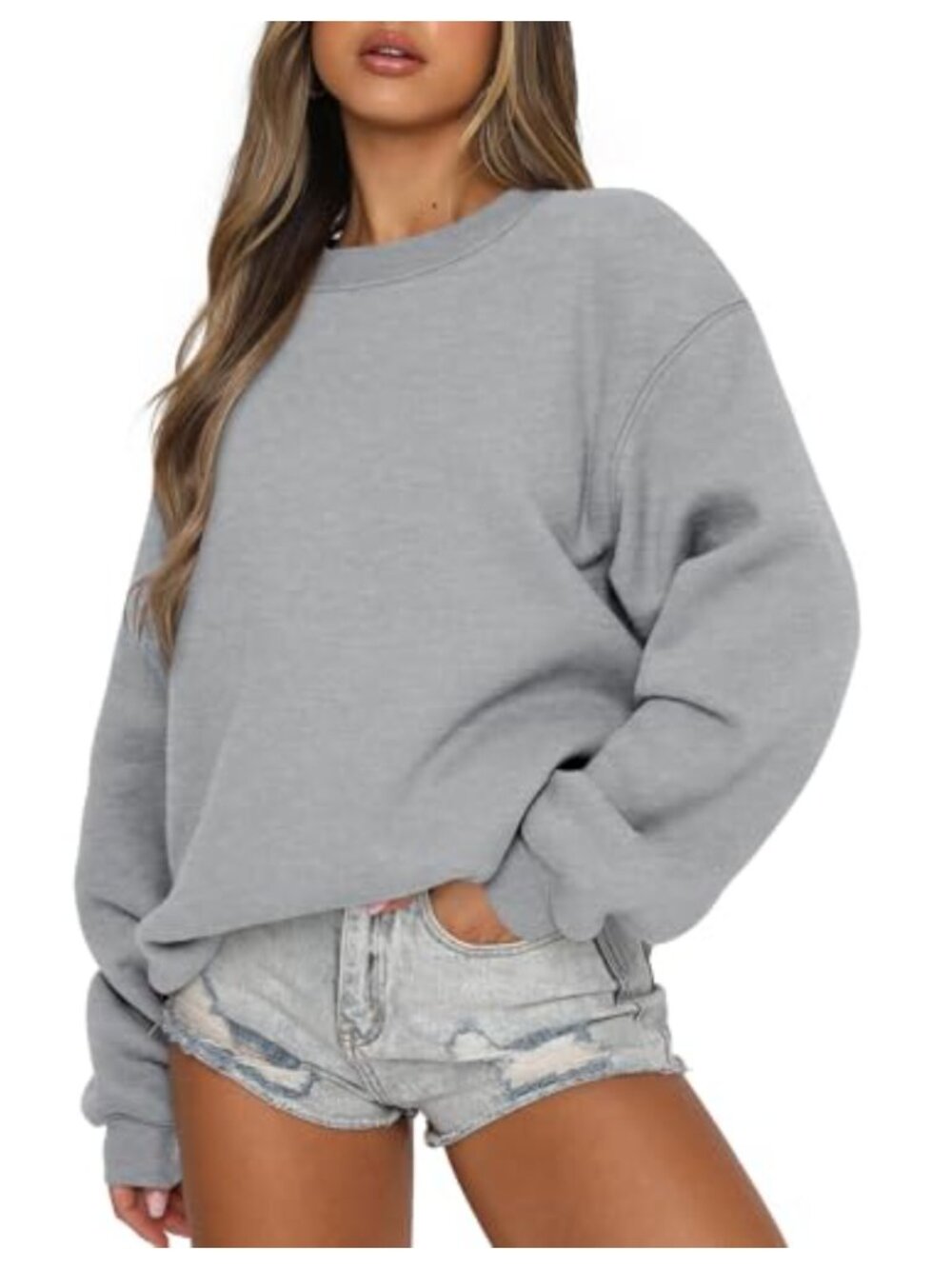 Oversized Crew Neck Pullover Hoodie Cotton Polyester Fall Winter Casual